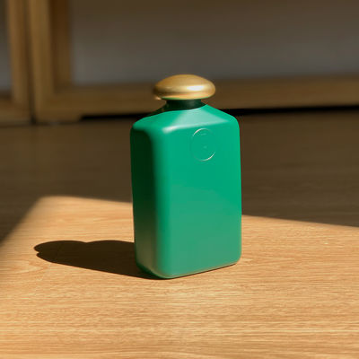 Frosted Matte Plastic Screw Cap Bottle 350ml Green Square Shower Gel Bottle