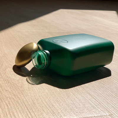 Frosted Matte Plastic Screw Cap Bottle 350ml Green Square Shower Gel Bottle