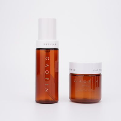 Amber Cosmetic Plastic Bottles PET Skincare Packaging Non Toxic Odorless