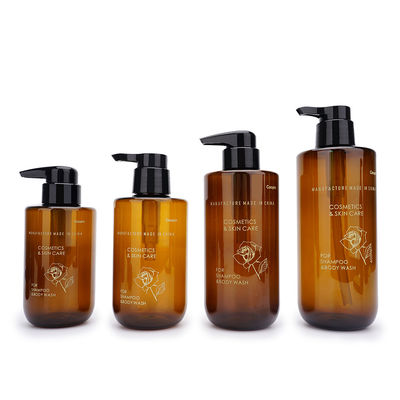 Amber Plastic Shampoo And Conditioner Bottles 300ml 400ml 500ml 600ml