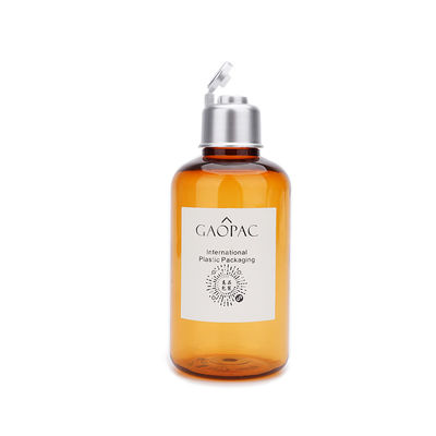 180ml Amber Plastic Shampoo Bottles / Cosmetic Toner Bottle With Flip Cap
