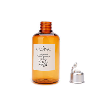 180ml Amber Plastic Shampoo Bottles / Cosmetic Toner Bottle With Flip Cap