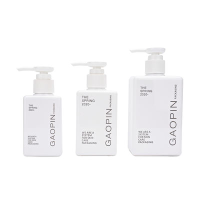 Square Shampoo Body Wash Bottles 280ml White Shampoo Bottles With Pump