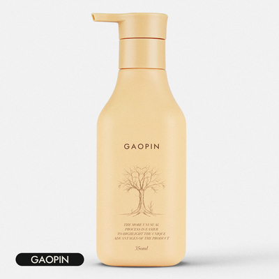 350ml Plastic Shampoo Bottles Lotion Cosmetic Packaging With Gold Pump