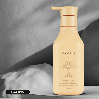 350ml Plastic Shampoo Bottles Lotion Cosmetic Packaging With Gold Pump